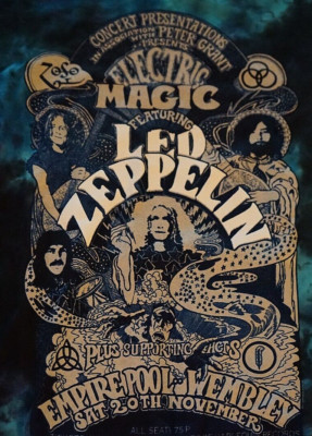 Liquid Blue Led Zeppelin Tie Dye T-shirt Size Medium Electric