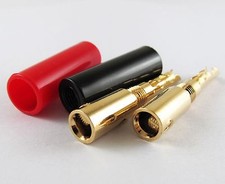 50pc Banana Plug Dual Screws Speaker Cable Connectors 24K Gold Plated BFA-Z 4mm