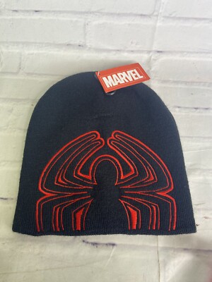 Marvel Comics Spider-Man Miles Morales Knit Black Red Beanie Hat Cap Adult OSFM