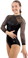 NEW Amber Girls Black Gymnastics Competition Leotard by Snowflake Designs
