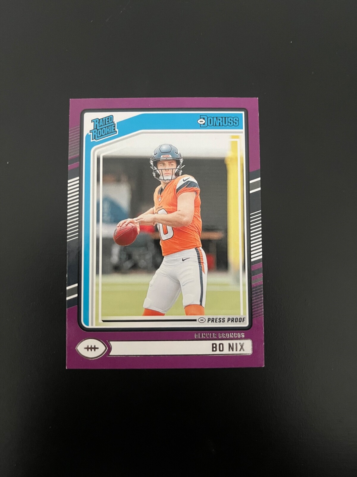 2024 Panini Donruss - Rated Rookie Bo Nix #369 Purple Press Proof (RC)