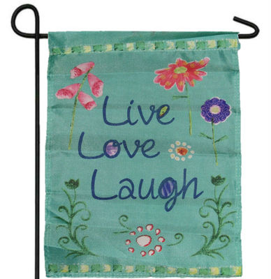 LIVE LOVE LAUGH GARDEN BANNER/FLAG 12''X18'' SLEEVED POLY 100D