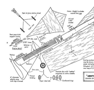 Abstract Ant Rubber Power 12'' Model Airplane Plans & Templates PDF on USB