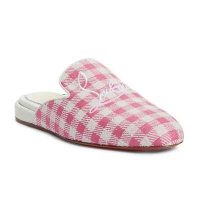 Christian Louboutin Navy Coolito Donna Flat Pink Logo  display picture 3