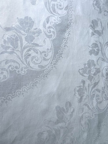 Antique Linen Damask Large Tablecloth Poppies 217cm / 85” - Picture 9 of 14