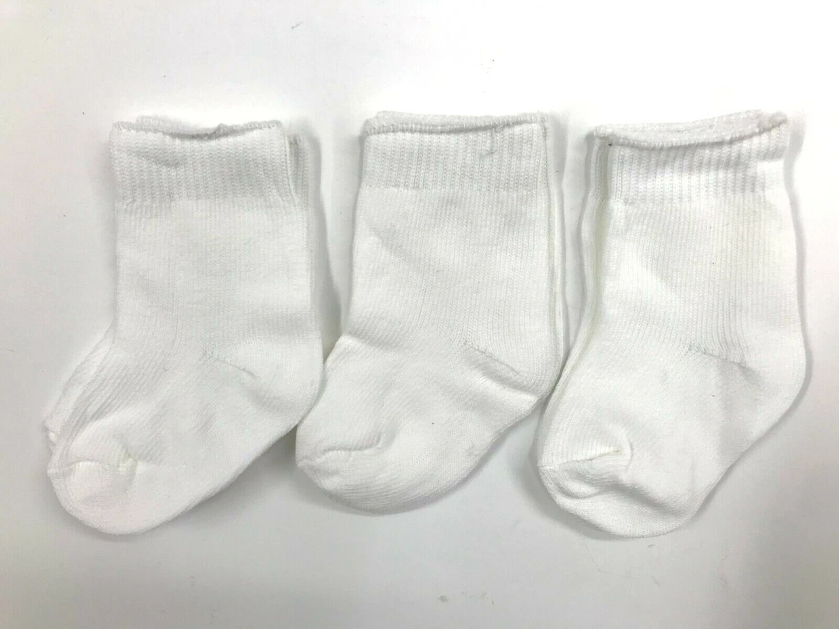 Bébé Garçon Fille Blanc Uni Souple Chaussettes Enfant 0-3 Mois 11