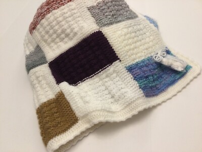 AFGHAN - X-LARGE -Hand Knit- 66'' X 42'' - PATCHWORK- MULTI-COLOR - Machine W & D