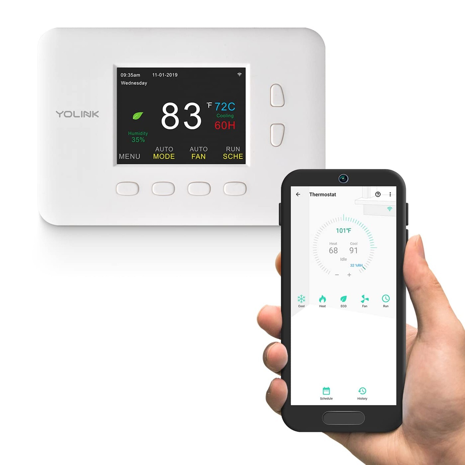 YoLink Smart Thermostat with Heat Pump Support for Android and iOS-image