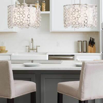 Weiß Nickel Glamour Moderne Hängelampe Pendelleuchte 3x60W/E27