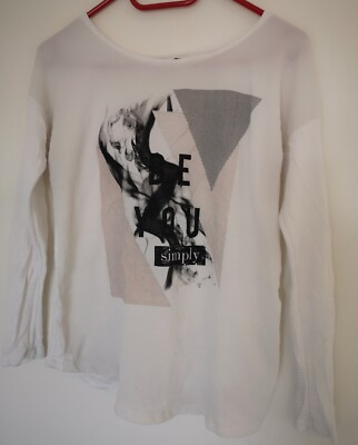 Pullover Langarmshirt Damen S Weiß Mit Aufdruck Von Decay