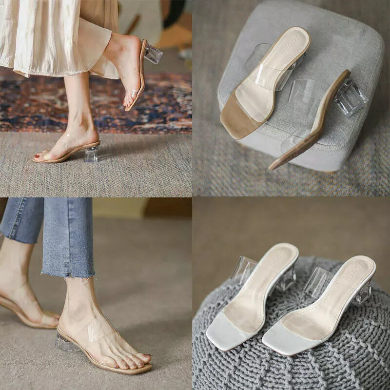 Perspex low sale block heel