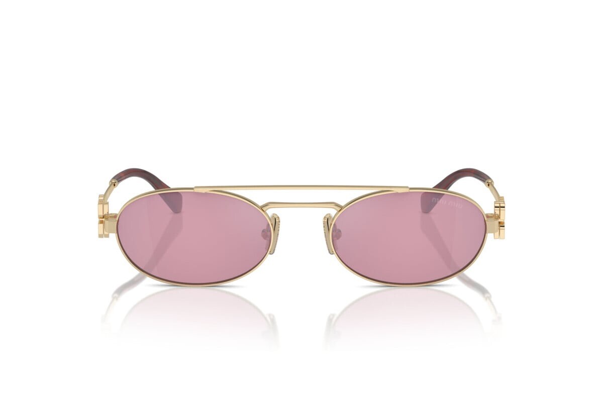 MIU MIU MU 54ZS ZVN50D Gold Pink Lens Oval Women Sunglasses
