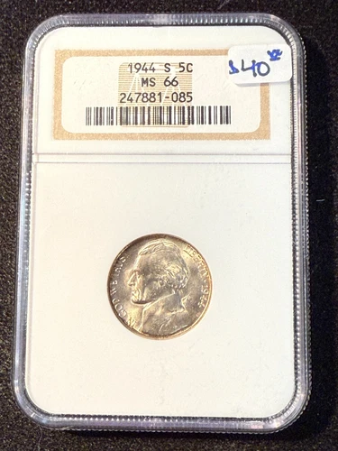 1944 S JEFFERSON NICKEL NGC MS 66