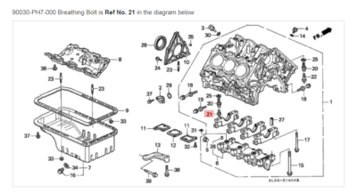 HONDA L700 AL700 パーツリスト☆値下げ⭕ HONDA ACURA GENUINE OEM NSX Breathing Bolt Oil Pan ☆ 90030-PH7