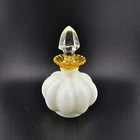 Fenton Gold Crest Mellon Cologne Bottle Milk Glass with clear glass stopper VTG