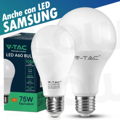 V-TAC SAMSUNG LAMPADINA LED E27 8,5W A 20W LAMPADINE BULBO VTAC SAMSUNG CALDO NATURALE FREDDO