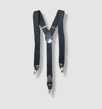  45 Club Room Men's Black Elastic Stretch Metal Clip-ON Leather Suspenders OS