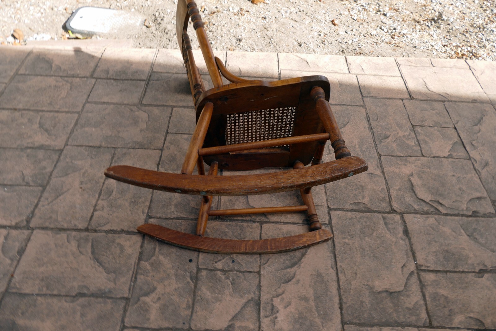 Antique Victorian Pressed Back Carved Oak Wood Cane Rocking Chair eBay