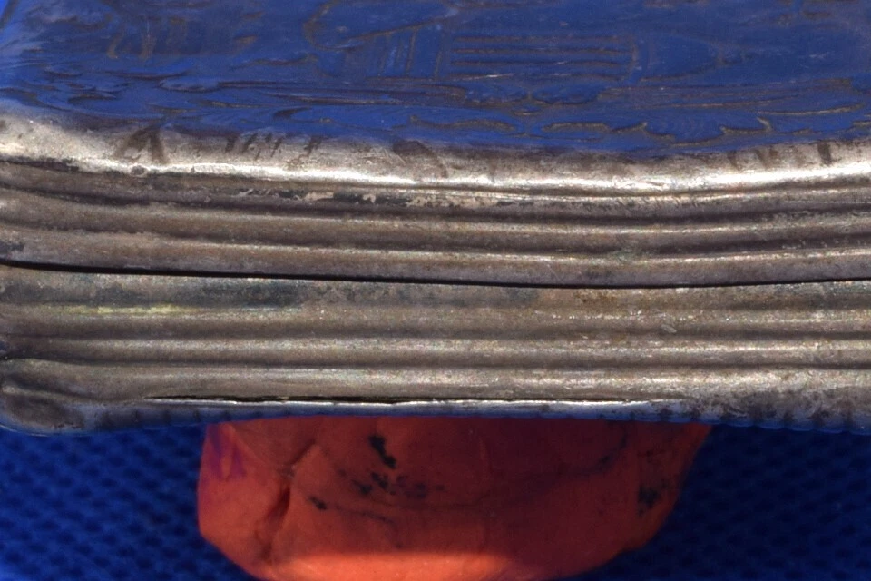 古董俄罗斯 19 号! 老式旧盒香烟盒鼻烟盒银色 84 — 第 4/4 张图片