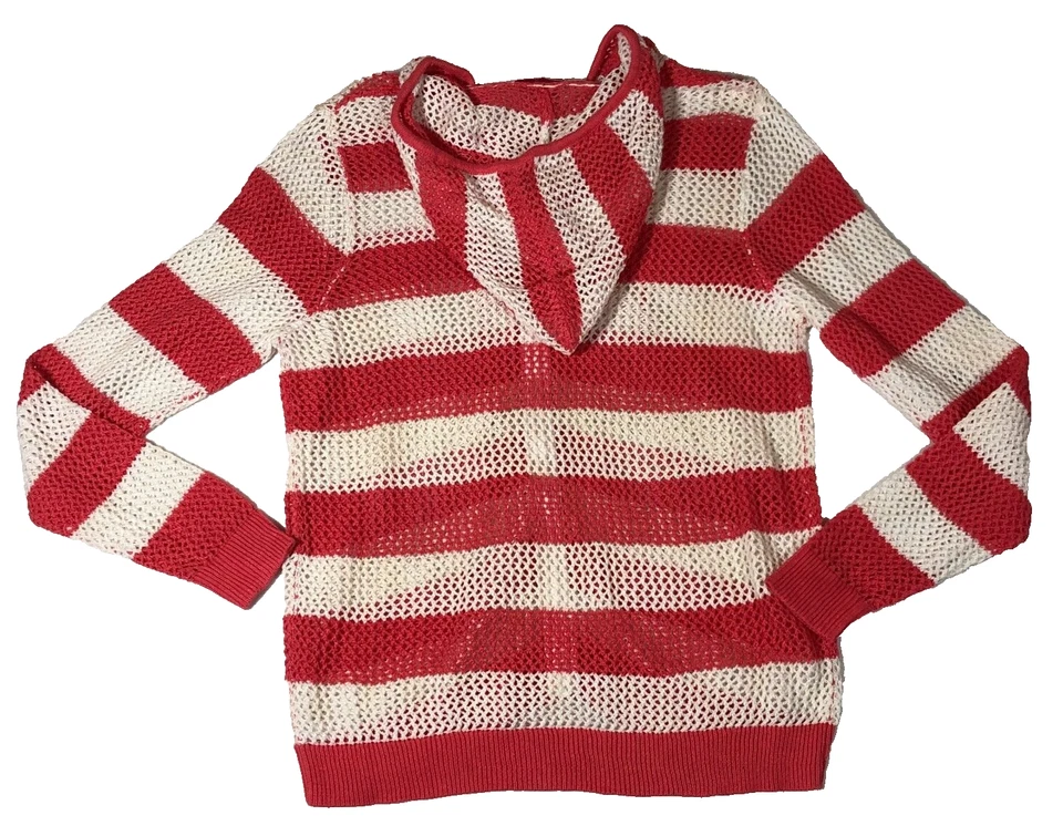 Quacker Factory Womens Hooded Jacket Size L Red White Striped Full Zip NWT - Image 4 of 4