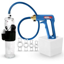 LeLuv Maxi Vibrating Penis Pump Blue/Purple  Premium Hose  Constriction Rings