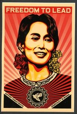 SHEPARD FAIREY 'AUNG SAN SUU KYI FREEDOM TO LEAD Obey Giant Art Sticker Slap