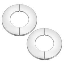 2Pcs Wall Split Flange 1.4", Round Self-Adhesive Escutcheon Plate, Silver