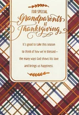 Religious THANKSGIVING Card FOR GRANDPARENTS, Plaid Tartan Psalm by DaySpring +✉