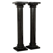 Coppia De Colonnes En Marbre Noir Sahara Noir Décor Intérieur Extérieur H 100cm