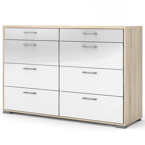 Tvilum 70165akuu Homeline 8 Drawer Double Dresser Oak Structure/white