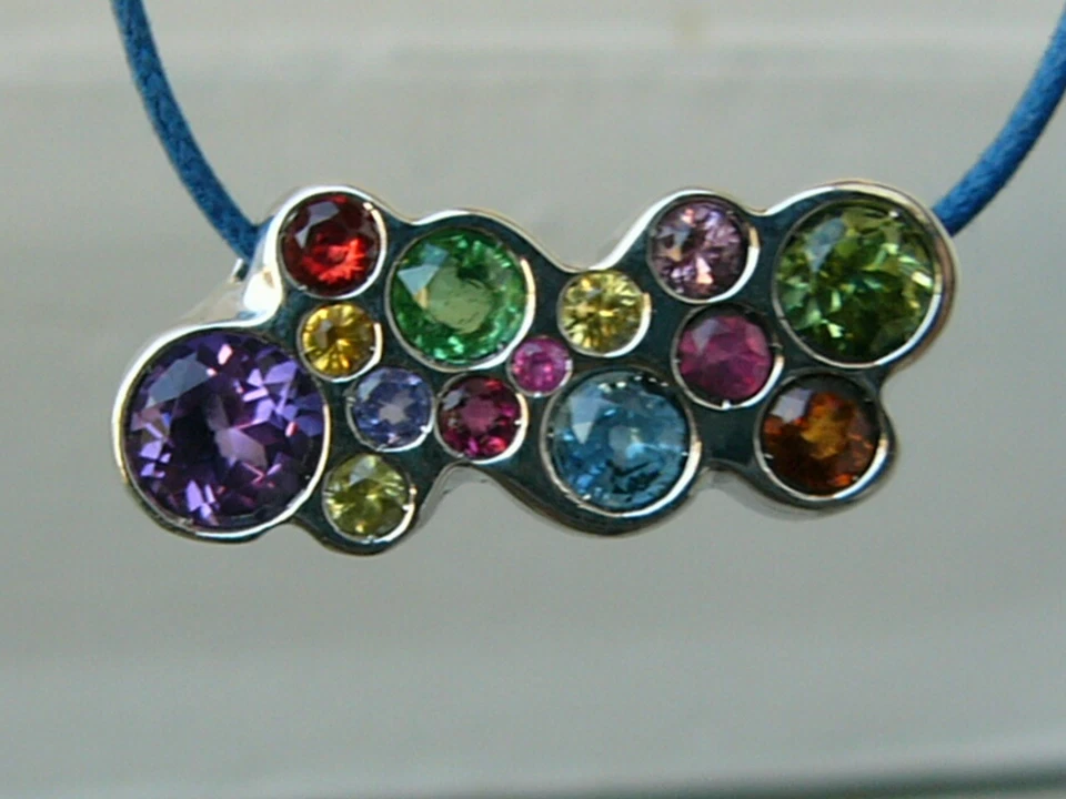 Solo su ordinazione,ciondolo,argento,zaffiro,rubino,smeraldo,peridoto,tormalina - Immagine 2 di 4