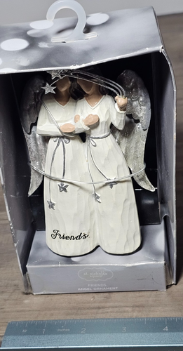 Estatuilla de ángel de amigos cuadrados de San Nicolás adorno de Navidad estrellas plateadas nueva en caja - Imagen 5 de 6