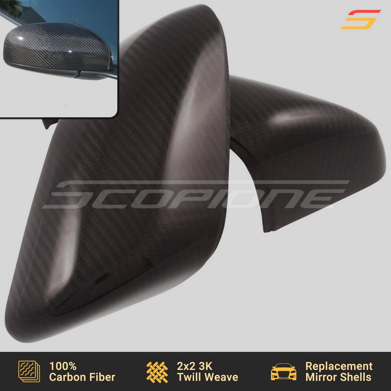 Scopione Carbon Fiber Mirror Covers for Aston Martin 05-09 V8 Vantage DB9 DBS