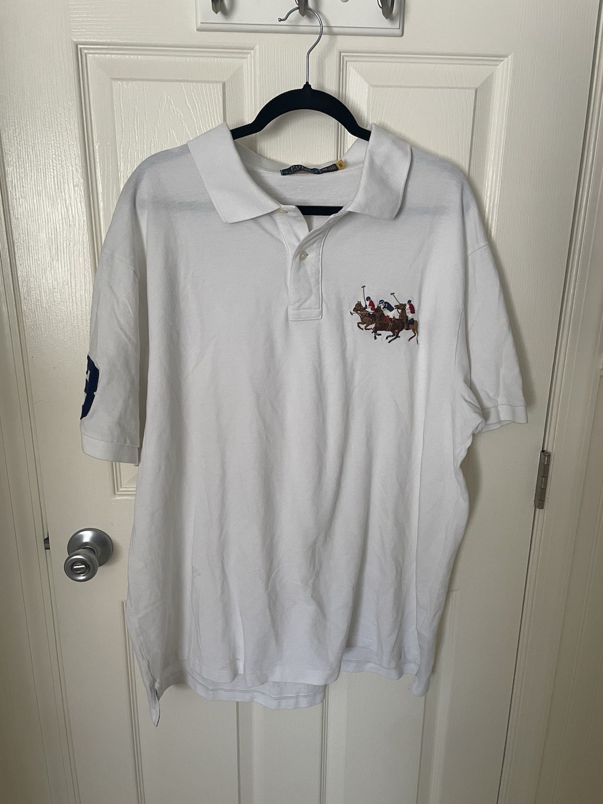 Polo Ralph Lauren Triple Big Pony camicia con colletto uomo taglia 2XB 2TG bianca