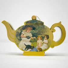 Vintage R Shackman Mini Tea Set Teapot Case Gold Plastic Cups Plates