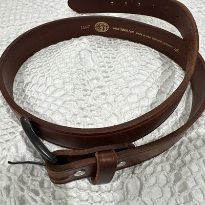 3D Belt Co Leather Belt Size 46 Made in USA Model 1147 Western Brown 52 