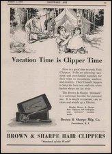 1924 Brown & Sharpe Hair Clippers Providence Rhode Island Camp Cartoon Print Ad