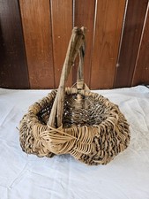 Vintage Primitive Gathering Basket Or Egg Basket, 12" Wide At Largest Part
