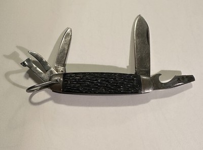 Vintage PAL Blade Co USA Scout Utility Knife Jigged Scales Parts /repair