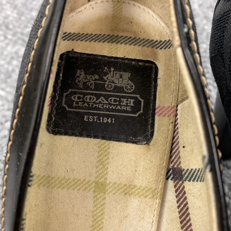 Zapatos mocasines Coach de cuero para mujer talla 6 negros con hebilla firma C Foto 4 de 4