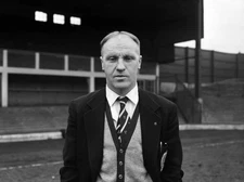 Huddersfield Town manager Bill Shankly during a training session a- Old Photo