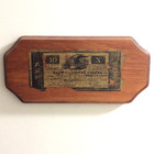3 Money Currency Artworks ● Banknote Facsimiles on Wood Plaque ● Wall Hang Craft — photo 2