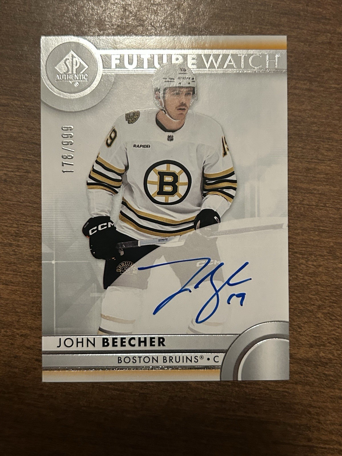 2023-24 SP Authentic -  John Beecher #152 Future Watch Auto 178/999 - Bruins
