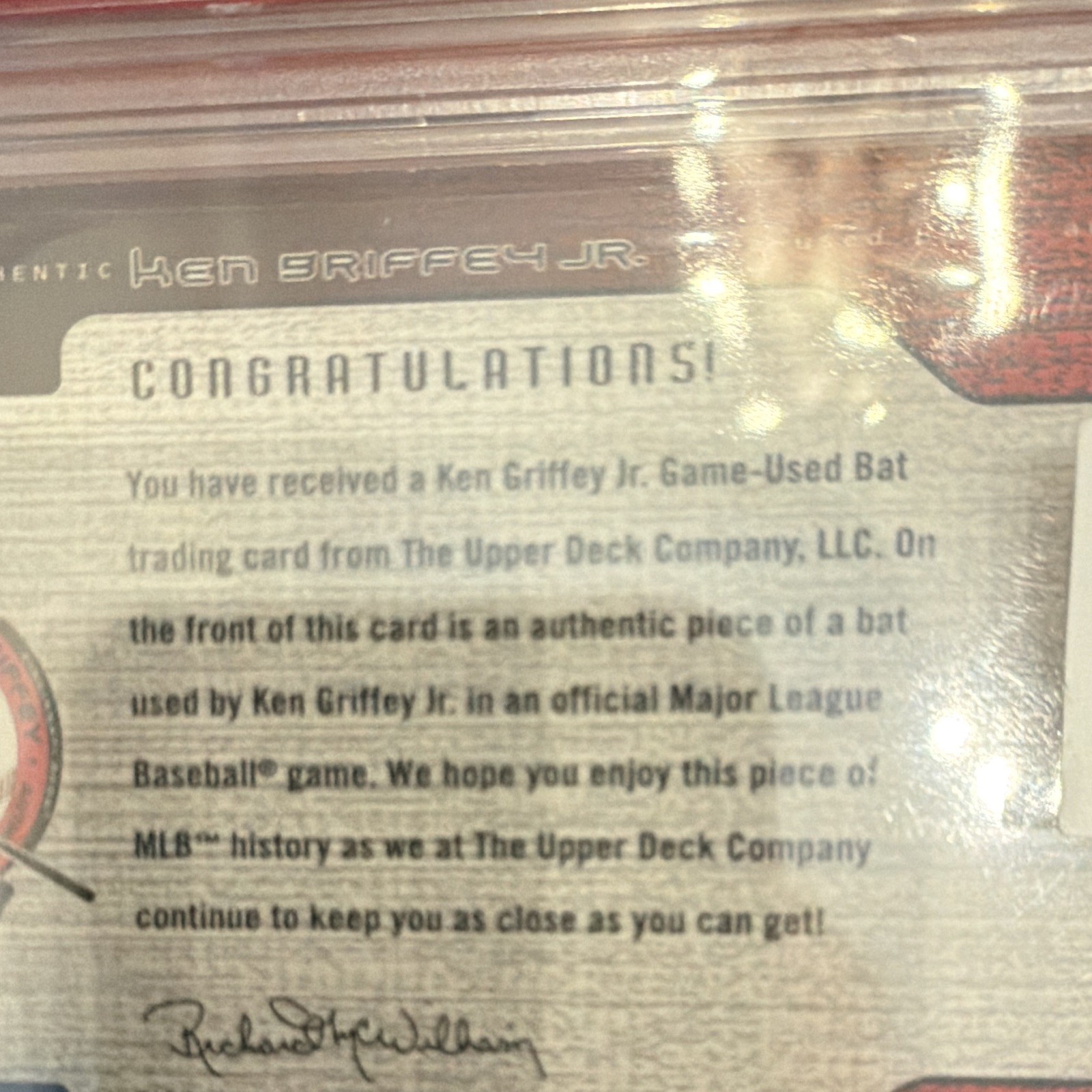 2001 Upper Deck MVP Ken Griffey Jr #AG-B Of 30 Game Used Bat Autographed Psa 10 view 20