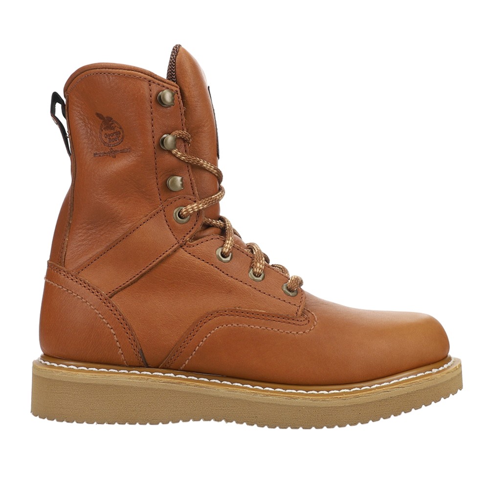 Georgia Boots Wedge 8 Inch Slip Resistant Soft Toe Work  Mens Brown  G8152