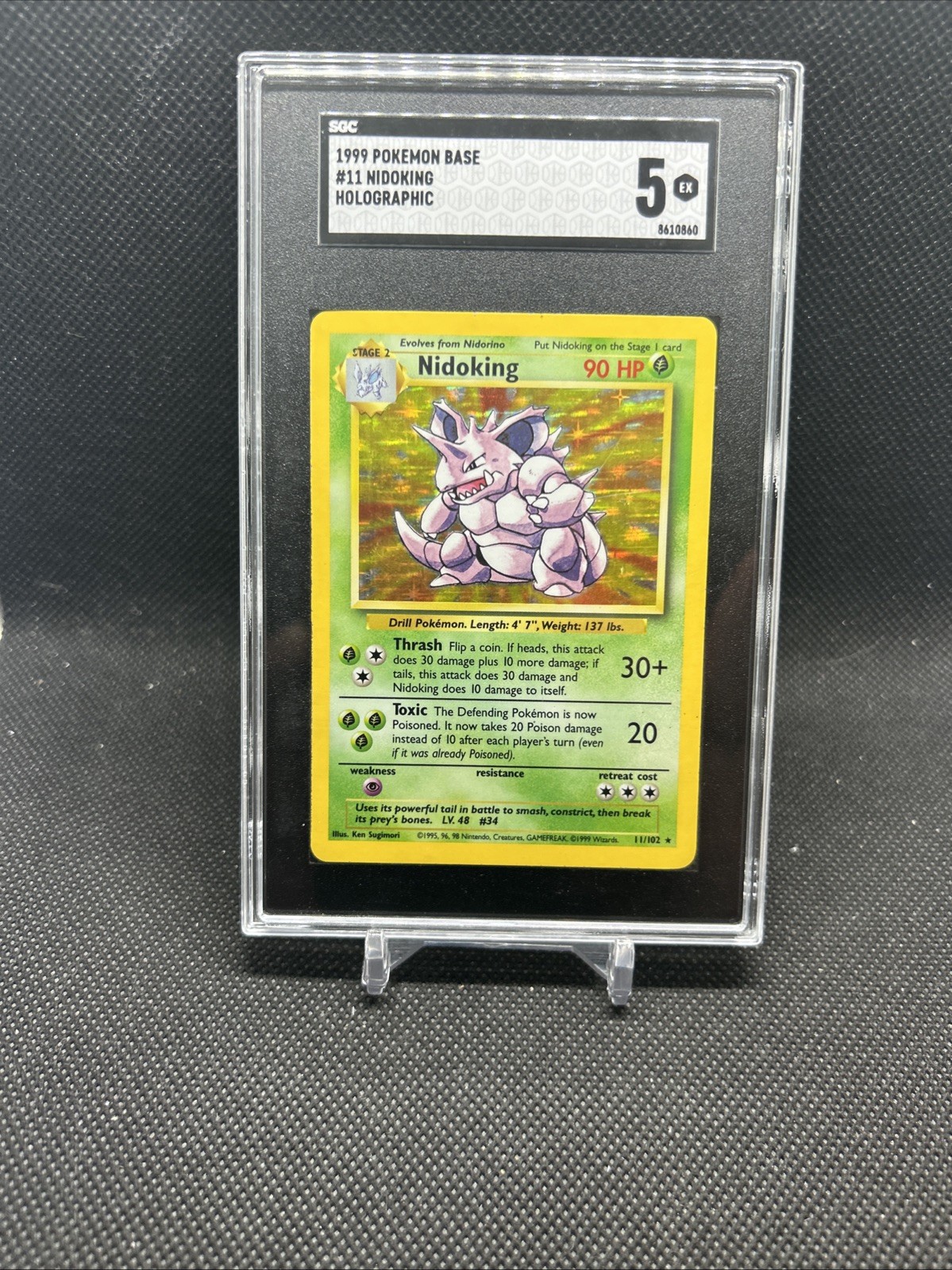 SGC 5 1999 Pokemon Base Set #11 Nidoking Holographic Holo