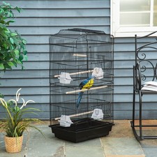PawHut Large Metal Bird Cage With Stand, Perches, Food Bowls, Swing, For Budgies