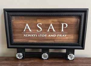 Christian Wall Decor Key Hooks - ASAP Always Stop And Pray Crystal Knobs Sign