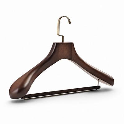 Solid Walnut Wood Suits Hanger | 2.5'' Wide Shoulder,Non-Slip Velvet Pants Bar