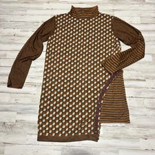VTG ANAC Designed By Kumi Geometric Long Sleeve Turtleneck Top Dress Large L